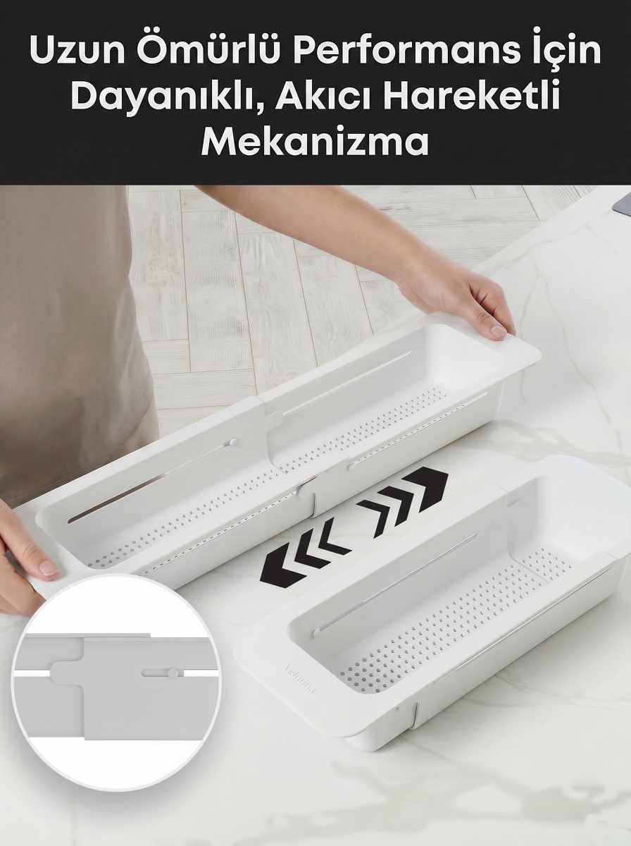 Velgrina Teleskopik Eviye Üstü Süzgeç — Beyaz