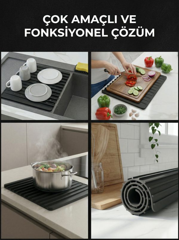 Silikon Kurutma Matı + Sabunluk & Süngerlik